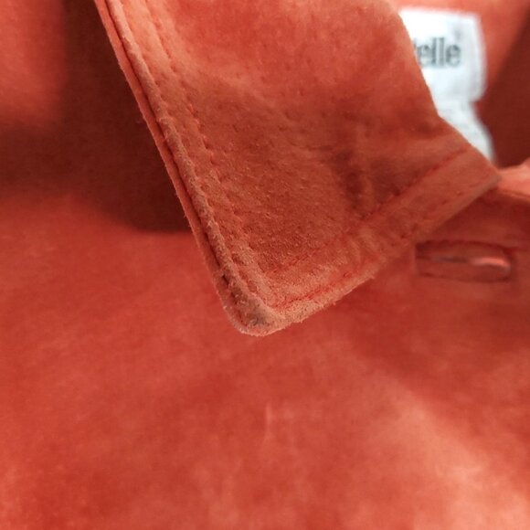 Womens Suede Shirt Jacket 1X Burnt Orange Boho Hippie Barn Chore Shacket Y2K - Picture 9 of 13